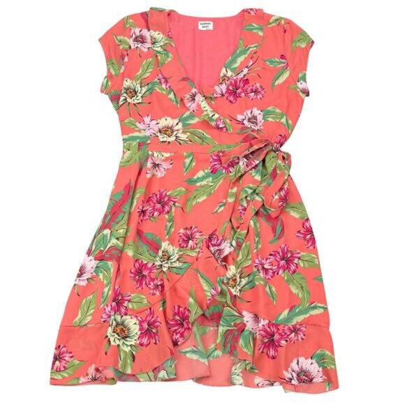 Aritzia Sunday Best Savoy Wrap Floral Dress In Coral Size 4 - Picture 5 of 7